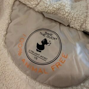 SAVE THE DUCK Kids Cream Sherpa-Lined Ultra Light Jacket